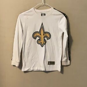 NFL Gold and White Long Sleeve Tee with Saints Logo